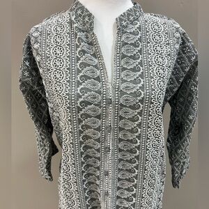 Grey and White Indian Top (Kurta)